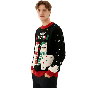 पुरुषों की लंबी आस्तीन क्रिसमस अल्का बदसूरत स्वेटर पुलवर 100% ऐक्रेलिक शीतकालीन अवकाश स्वेटर - Product Image 2