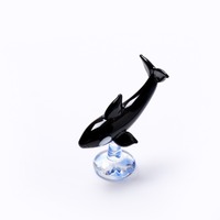 Figura de Orca Hecha a Mano en Vidrio, Mini Adorno de Ballena Asesina, Decoración de Animales en Vidrio Lampwork, Decoración para Acuario, Terrario, Escritorio, Regalo