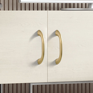 Brass Cabinet <b>Door</b> Handles Bedroom Kitchen Dresser Drawer Wardrobe Modern Minimalist Curved Design Customized Color Durable Easy - Product Image 3