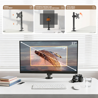 Bras de moniteur unique personnalisé Khcoohoo avec ressort à gaz, support pour écrans de 27 pouces, service OEM/ODM, montage ergonomique sur bureau, acier allié en stock