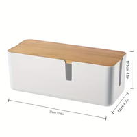 Boîte de rangement de câbles de bureau avec couvercle en bois, organisateur de câbles d'alimentation et de chargeurs, boîte de gestion des câbles avec couvercle en bois