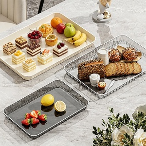 Grand plateau et assiette de service multifonctionnels, réutilisables, en plastique transparent écologique, de qualité alimentaire et durables, pour présentation de fête - Product Image 4