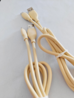 Câble de charge rapide 3A rond jaune en TPE de 1 m, cœur en cuivre pur, flexible pour la charge et le transfert de données des téléphones portables et des batteries externes