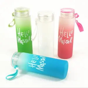 Factory Wholesale High Quality Custom Letter Glass Water Cup Colorful Frosted Cheap Glass Drinking Bottle With customized