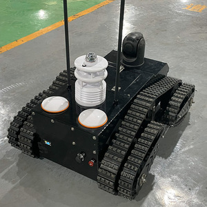 Robot de sécurité intérieur/extérieur avec surveillance vidéo, caméra 360°, LDS, SLAM, moteur DC, contrôlé par application, IP54, plastique noir - Product Image 1