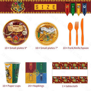 Assiettes et serviettes magiques de sorcier, fournitures de fête, garçons, filles, sorcière, sorcier, école de magie, joyeux <span class=keywords><strong>anniversaire</strong></span>, ensemble de vaisselle, décorations de table - Product Image 2