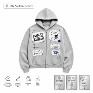 Sweat à capuche zippé RAMAX FASHION pour homme, coupe courte, polaire premium, décontracté, pour l'automne, imprimé motif mathématique, écologique - Product Image 1