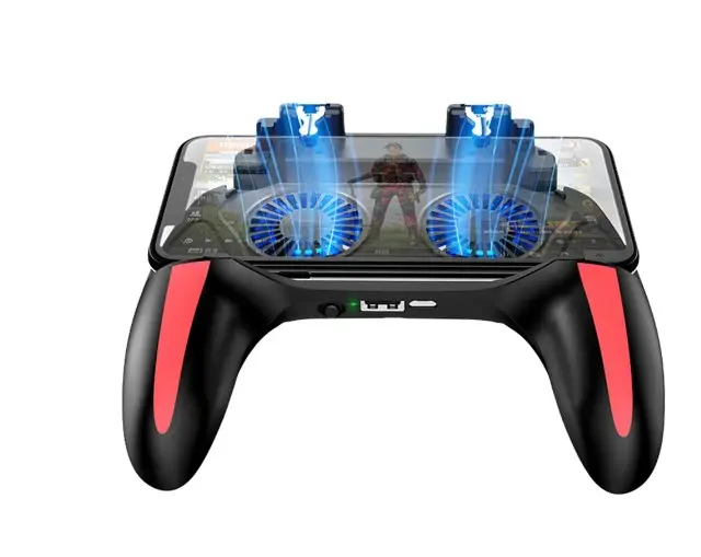 H10 Gamepad oyun denetleyicisi ile iki soğutma fanı oyun Shooter Joystick PUGB yardımcı Gamepad için 4.7-6.5 inç cep telefon