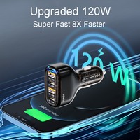 Chargeur de voiture super rapide 120W PD60W QC3.0 4 ports USB Type C Adaptateur de charge rapide 12V 24V pour tous les smartphones