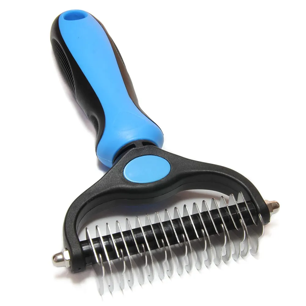 Pet Fur Knot Cutter Dog Grooming Shedding Tools Pet Hair Removal Brush Double sided For Long Hair Deshedding Comb