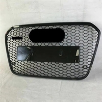 Grille de pare-chocs avant noire en nid d'abeille pour A6 C7 S6 RS6 2013 2014 2015, pièces de tuning, ABS facile à installer, 1 ensemble, finition brillante