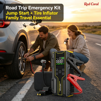 Démarreur de voiture portable 10400mAh / 12000mAh, booster de batterie 12V, batterie externe avec pompe à air, gonfleur de pneus, LED