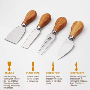 Planche à fromage en bambou avec ensemble de couteaux, 4 pièces, pour la cuisine - Product Image 3