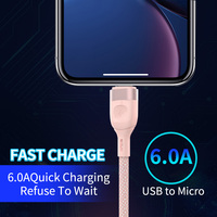 Kabel Micro USB Pengisian Cepat L-063 6A 1M, Kabel Terjalin TPE/PVC dengan Konektor Putar 180 Derajat untuk Ponsel Android, Earphone, dan Power Bank