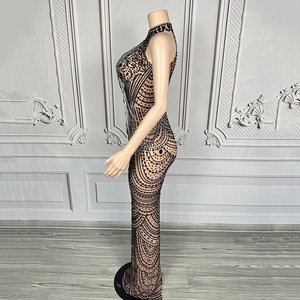 Đầm dạ hội không tay Novance Y4269 bán chạy, kiểu dáng thanh lịch, size lớn, màu đen, đính dây xích, dành cho nữ dự tiệc - Product Image 2