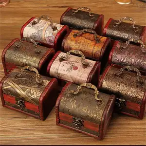 थोक लकड़ी के गहने बक्से WBC01-WBC010 विंटेज खजाने की छाती ट्रिंकेट बॉक्स पायलेट जेवेल छाती - Product Image 1