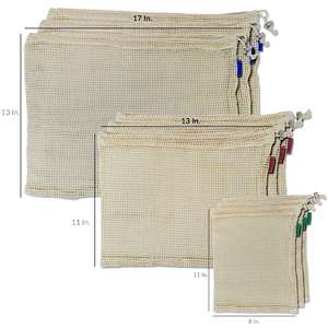 Bolsa de verduras de malla de algodón orgánico ecológico para frutas o verduras frescas - Product Image 5