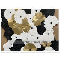 Mosaïque de luxe en marbre blanc Waterjet, mélange de bleu et de coquillages, surface polie, pour décoration murale/sol intérieure