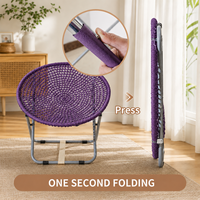 ROPECUBE Chaise pliante en polyester tressé pour intérieur et extérieur, chaise lune portable, chaise de relaxation, utilisation multi-scènes