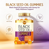 Gummies d'huile de nigelle à marque privée OEM, 90 unités avec miel, complément alimentaire