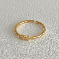 Anillo abierto de pez hipoalergénico minimalista lindo de Plata de Ley 925 de estilo coreano