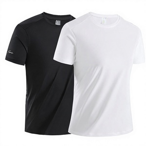 T-shirt <span class=keywords><strong>de</strong></span> <span class=keywords><strong>sport</strong></span> unisexe à manches courtes en nylon, col rond, séchage rapide, anti-humidité, respirant, avec motif logo imprimé, côté gauche - Product Image 1