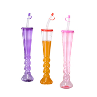 Gobelets jetables transparents en plastique Charmlite de 16 oz pour glace pilée avec couvercles et pailles, personnalisables pour les fêtes d'enfants