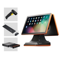 Système de point de vente tout-en-un à double écran tactile capacitif Jinshijie D02 15,6 pouces Windows pour restaurants, caisse enregistreuse de 3e génération