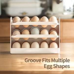 LANZYLO Three-Layer L-Shaped Non-Folding Plastic Standing Type <strong>Egg</strong> Holder for Fridge 30-<strong>Egg</strong> Food-Safe Storage <strong>Rack</strong> for Kitchen - Product Image 4