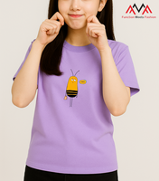 95% coton + 5% spandex tricoté court col rond régulier (col rond) T-shirt violet clair vietnamien