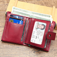 MARRANT dompet kulit asli pria, krant RFID lipat dua, kantung koin rantai