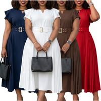 Robe longue plissée D629 personnalisée en usine pour femme, élégante et décontractée, à volants, manches courtes, taille haute, idéale pour l'été