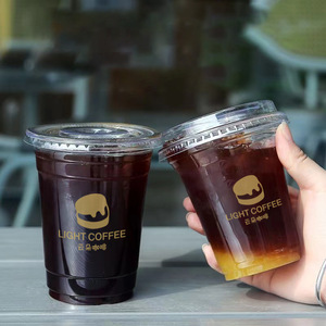 定制印刷标志透明20盎司宠物透明一次性冷饮去平盖塑料杯库存宠物塑料杯 - Product Image 2