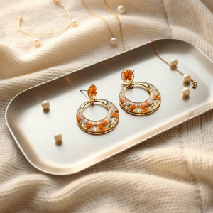 MN EXPORTS <b>Resin</b> Drop Earrings with Natural Pearl Customized Design Channel Set Women's Bohemian Statement Party Jewelry - Product Image 1