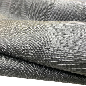 Cuir de vachette véritable gaufré à motif lézard noir pour meubles, chaussures et sacs à main - Prix spécial - Product Image 1