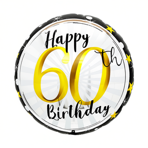 Party Love Happy 60Th Birthday <b>Balloon</b> 45X53Cm <b>Round</b> Mylar Metallic Party Decoration For Adults - Product Image 4