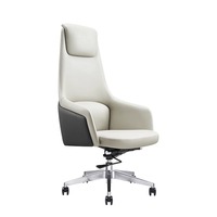 Silla de oficina reclinable giratoria de cuero de alta gama, silla de escritorio moderna de lujo ligero, silla de estilo italiano