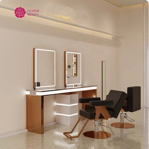 Fábrica de belleza Yicheng, venta directa, bajo MOQ, espejo de maquillaje ligero, muebles de peluquería, espejo de barbero de China - Product Image 2