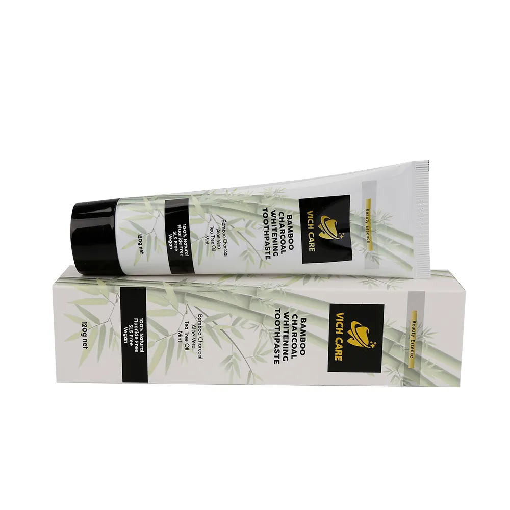 Huile d'arbre de thé, logo doré, organique, aloe, charbon de bambou naturel actif, dentifrice blanchisseur pour les dents, 20g