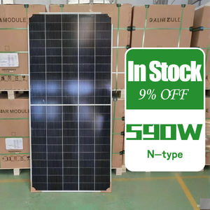 Panel Solar de 590W Tipo N Monocristalino, Totalmente Negro, Alta Eficiencia, Módulos Bifaciales, Celda de 182mm, 23.4% de Eficiencia - Product Image 1