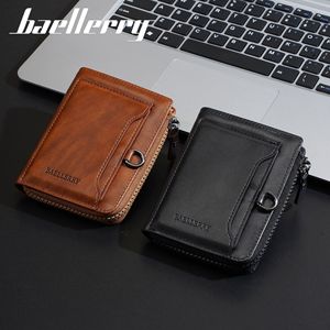 Baellerry Men's Tri-Fold <b>Wallet</b> Large Capacity Card <b>Holder</b> With Zipper Black Brown Coffee Color - Product Image 1