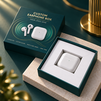 Boîte de luxe blanche avec couvercle et base, finition mate vernie avec UV sélectif brillant, impression 4 couleurs, insert en carton pour écouteurs sans fil
