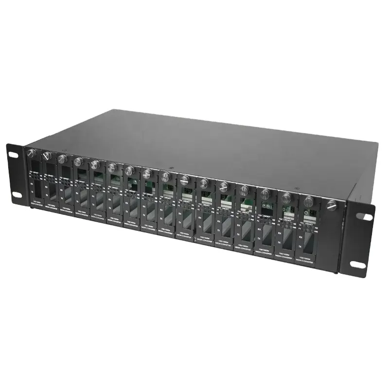 BYXGD 16-slot rack 19-inch 2U rockmount media converter centralized power supply case