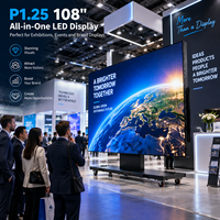 Écran LED pliable et relevable P1.25 de 108 pouces, affichage LED HD sur roulettes pour stand d'exposition, musée et salle d'exposition intérieure