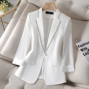 S-2XL Solid color thin suit jacket Women's Summer New Design Sense Top A niche casual style suit Blazer