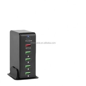 65W USB C High <b>Power</b> 5USB Port Desktop Charging Station QC3.0 Android Charger Notebook Tablet Charging Head - Product Image 5