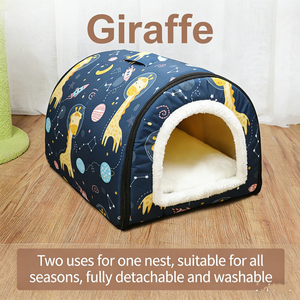 Pantoufles d'hiver chaudes pour animaux de compagnie, lit-niche pour chats et chiens, grande grotte confortable pour animaux de compagnie avec peluche douce et fond antidérapant - Product Image 1