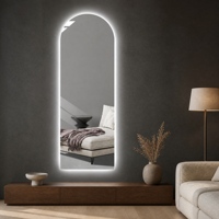 Miroir LED mural en forme d'arche, sans cadre, avec éclairage arrière, pour la maison et l'hôtel