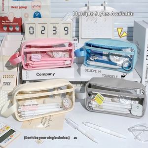 กระเป๋าเครื่องสำอางแบบใส PVC ความจุขนาดใหญ่ กันน้ำ ปิดด้วยซิป สำหรับเด็กผู้หญิง - Product Image 2