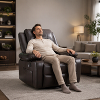 Fauteuil inclinable pivotant manuel VANBOW en cuir PU, fauteuil à bascule rotatif à 360 degrés avec chaleur et massage
